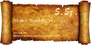 Stahl Szolón névjegykártya